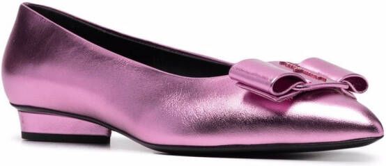 Ferragamo Viva bow-detail ballerina shoes Pink