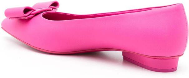 Ferragamo Viva bow-detail leather ballerina shoes Pink