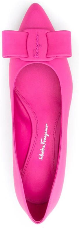 Ferragamo Viva bow-detail leather ballerina shoes Pink