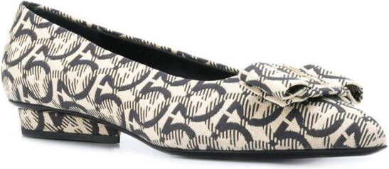 Ferragamo Viva Gancini-woven ballerinas Neutrals