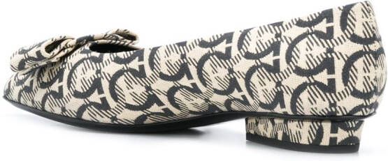 Ferragamo Viva Gancini-woven ballerinas Neutrals