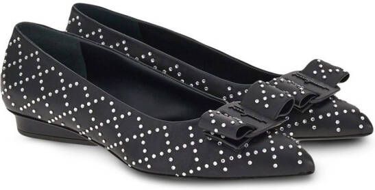 Ferragamo Viva rhinestone-embellished ballet flats Black