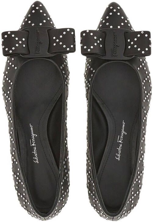 Ferragamo Viva rhinestone-embellished ballet flats Black