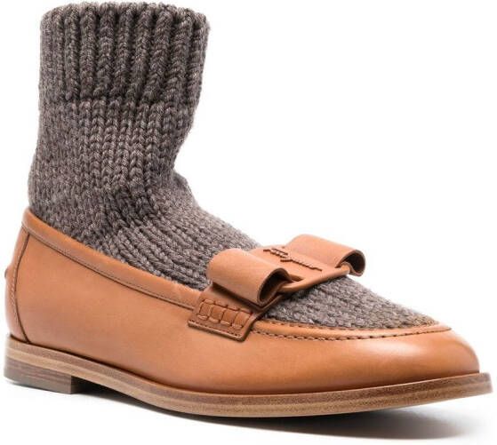 Ferragamo Viva vara-bow loafers Brown