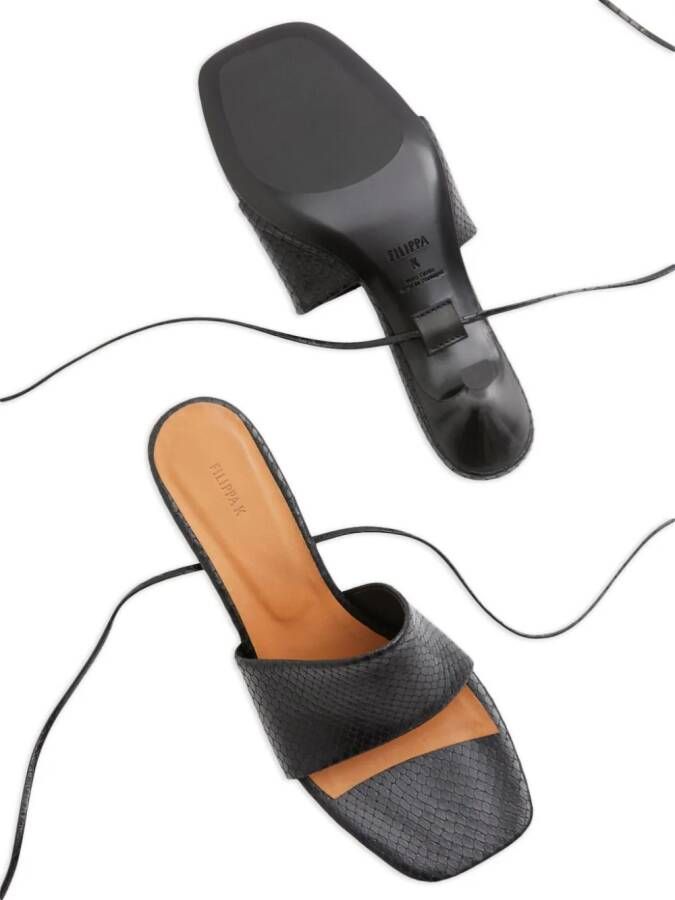 Filippa K 60mm Strappy snakeskin-effect sandals Black