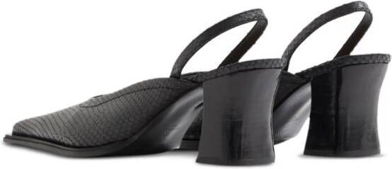 Filippa K 70mm snakeskin-effect leather slingback pumps Black