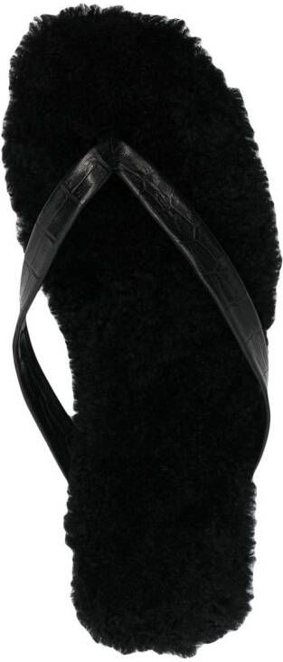 Filippa K shearling-lined flip flops Black