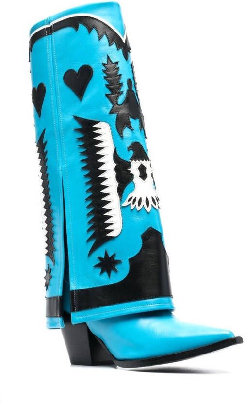 Filles A Papa Texas leather knee-high boots Blue