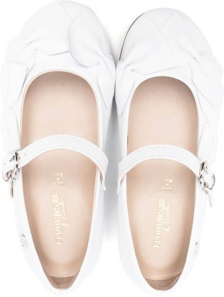 Florens bow-embellished leather ballerina shoes White