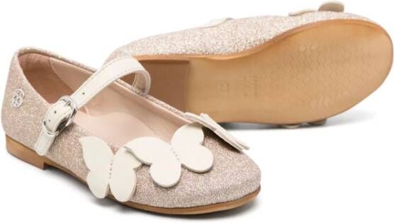 Florens butterfly-appliqué leather ballerina shoes Neutrals