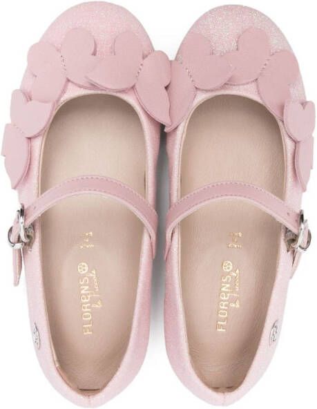 Florens butterfly-appliqué leather ballerina shoes Pink