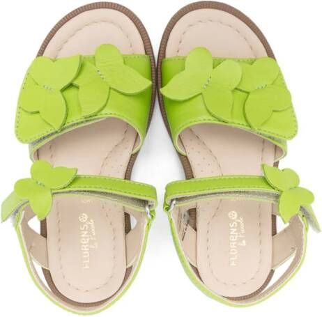 Florens butterfly-appliqué leather sandals Green