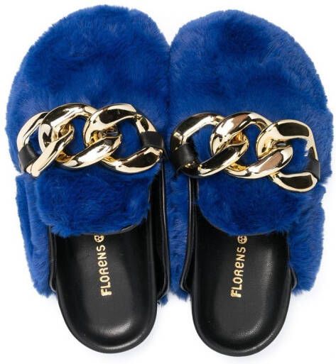 Florens chain-link detail slippers Blue