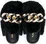 Florens chain-trim faux-fur slippers Black - Thumbnail 3