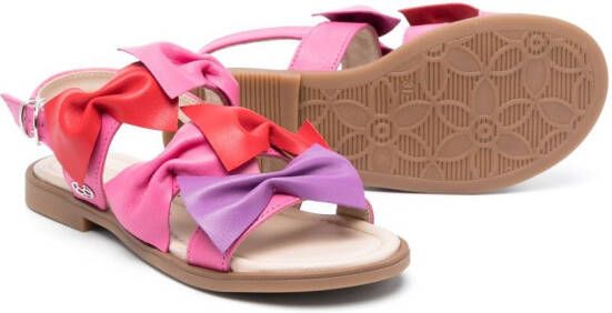 Florens colour-block bow sandals Pink