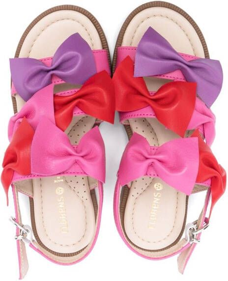 Florens colour-block bow sandals Pink