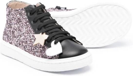 Florens glitter-detail lace-up sneakers Pink