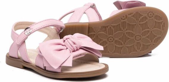 Florens leather bow touch-strap sandals Pink