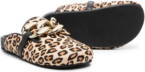 Florens leopard-print chain-trim slippers Neutrals
