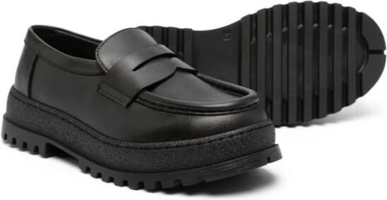 Florens logo-debossed leather loafers Black