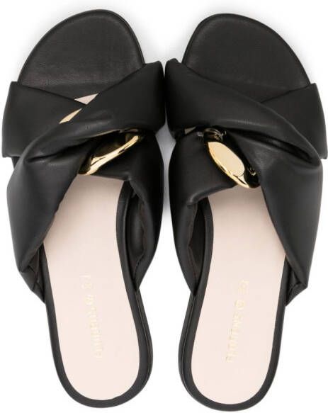 Florens padded leather slippers Black