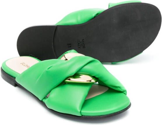 Florens padded leather slippers Green