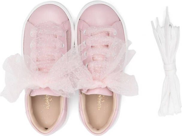 Florens round-toe leather snakers Pink