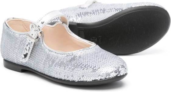Florens sequinned buckled Ballerina shoes Silver