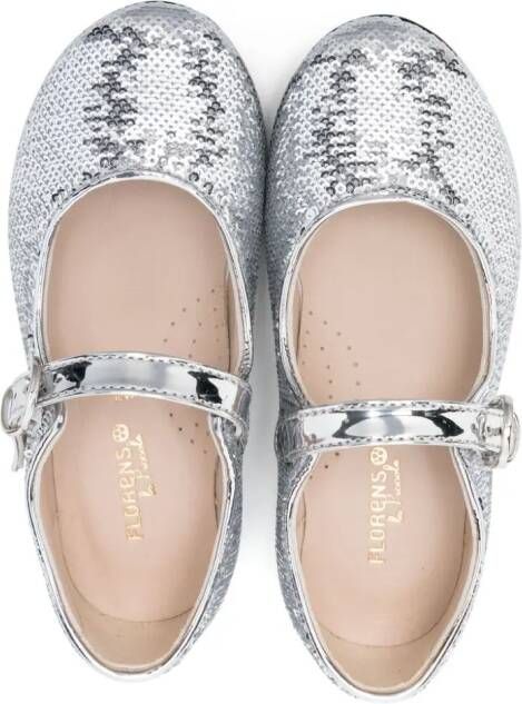 Florens sequinned buckled Ballerina shoes Silver