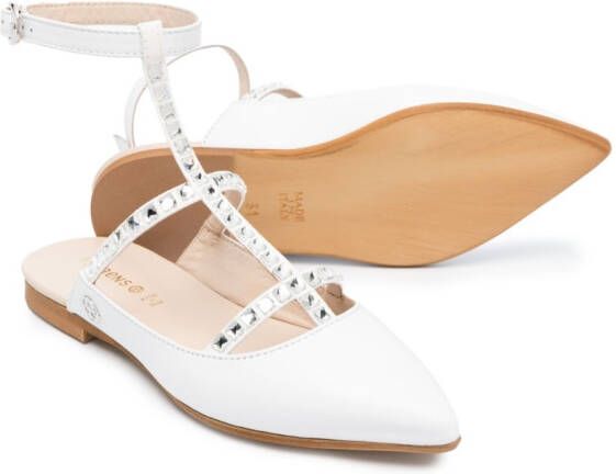 Florens studded pointed-toe ballerina shoes White