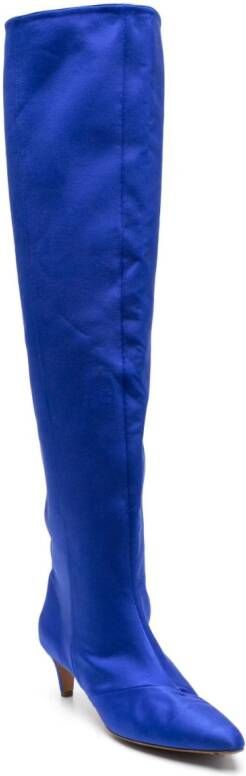 Forte 70mm satin knee-high boots Blue