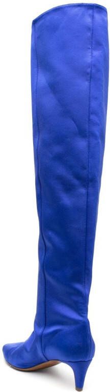 Forte 70mm satin knee-high boots Blue