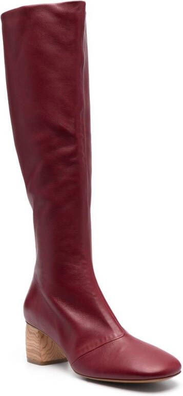 Forte 75mm knee-high leather boots Red