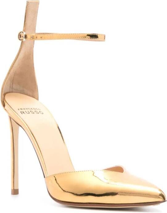 Francesco Russo 105mm metallic-effect leather pumps Gold