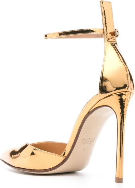 Francesco Russo 105mm metallic-effect leather pumps Gold