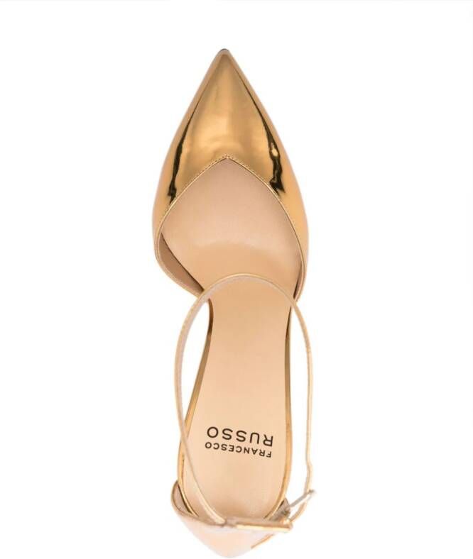 Francesco Russo 105mm metallic-effect leather pumps Gold