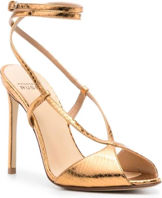 Francesco Russo 105mm snakeskin-effect leather sandals Gold