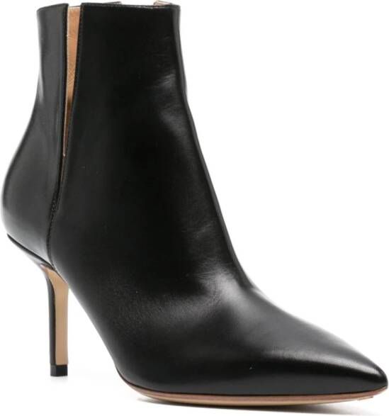 Francesco Russo 80mm pointed-toe leather ankle boots Black