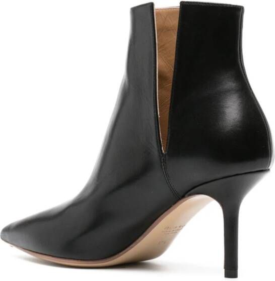 Francesco Russo 80mm pointed-toe leather ankle boots Black