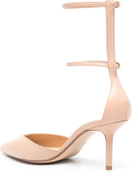 Francesco Russo double-strap 75mm leather pumps Neutrals