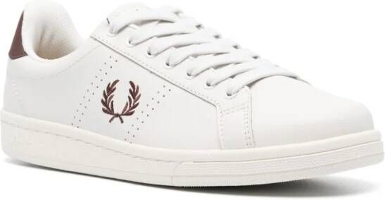 Fred Perry embroidered-logo leather sneakers White