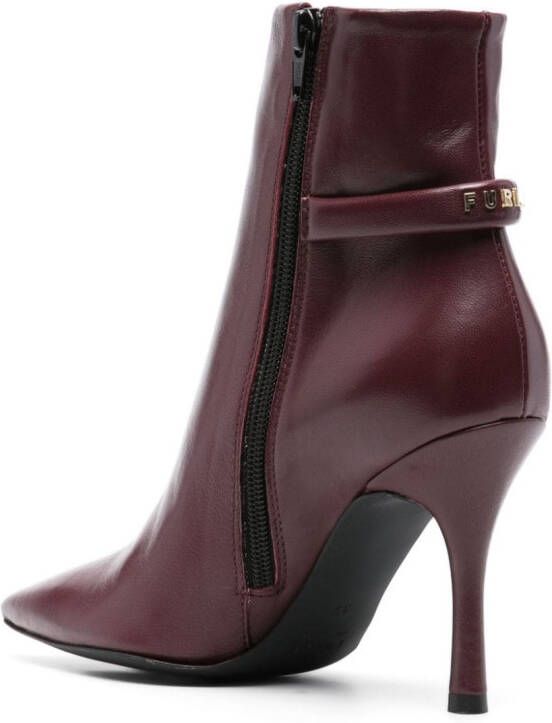 Furla 100mm pointed-toe ankle boots Red