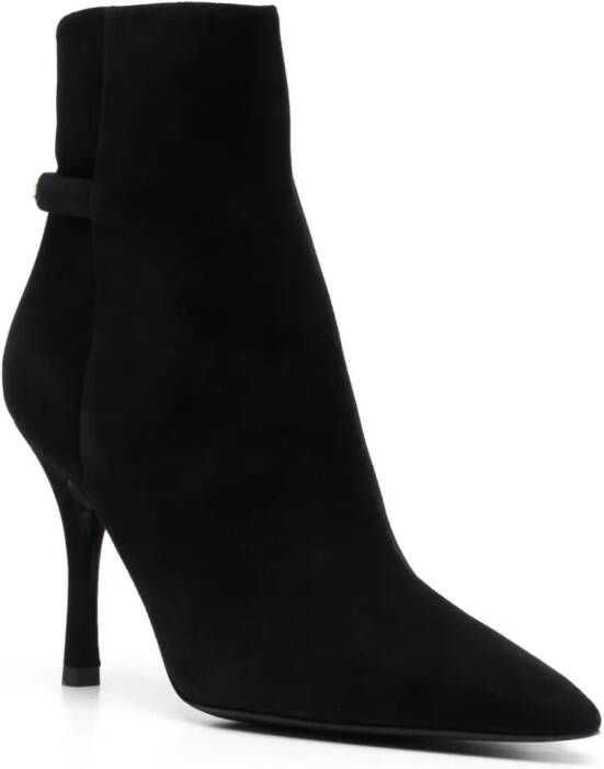Furla 100mm pointed-toe leather boots Black