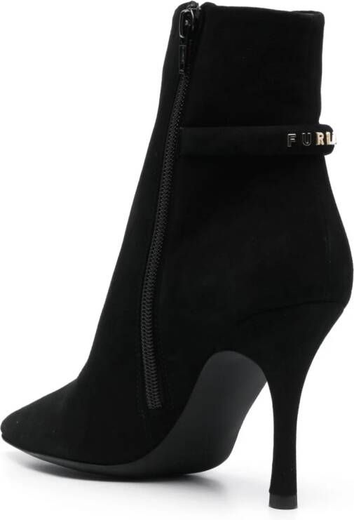 Furla 100mm pointed-toe leather boots Black