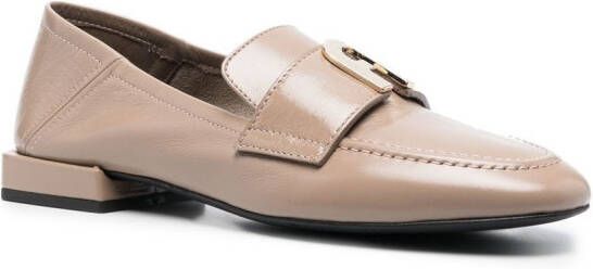 Furla 1927 flat leather loafers Brown