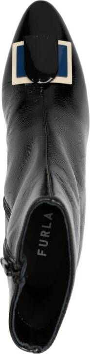 Furla 60mm logo-plaque leather boots Black