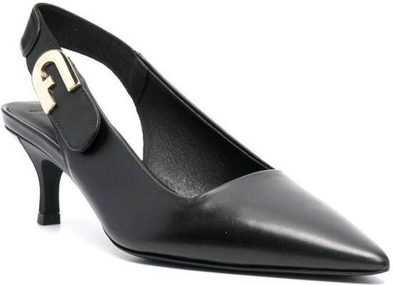 Furla 65mm leather slingback pumps Black