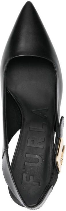 Furla 65mm leather slingback pumps Black