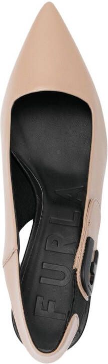 Furla 65mm leather slingback pumps Brown