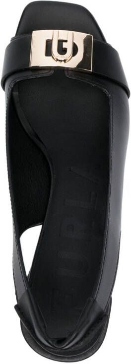 Furla 65mm logo-plaque leather sandals Black